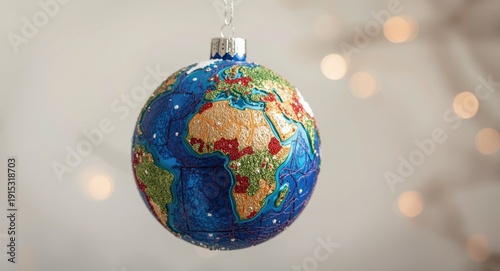 Earth motif holiday ornamen...