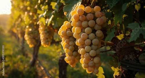 Ripe bunches of white grape...