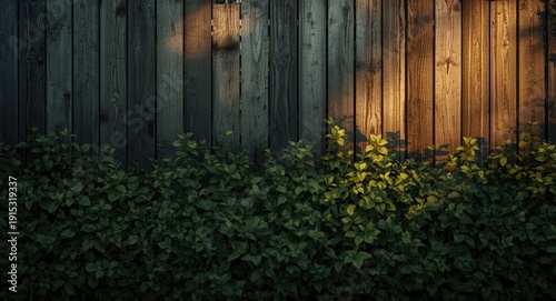 weathered wooden fence with...