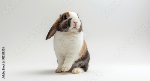 Tricolor baby rabbit standi...