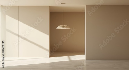 Minimal beige room design w...