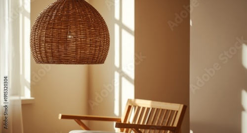 Textured wicker lamp hangin...
