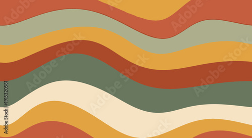 Abstract wavy layered background with earthy tones and retro vibe.