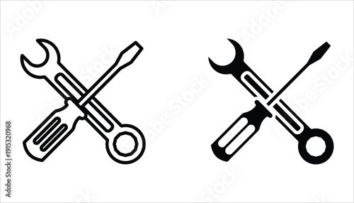 Screwdriver icon set. Equipment and screwdriver icon line style. Vector illustration for your logo web mobile app UI design.