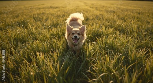 Thrilled pet exploring tall...