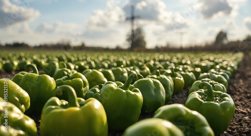 Vibrant green bell peppers ...