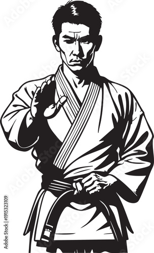 Karate master vector illustration: martial arts black belt image eps silhouette