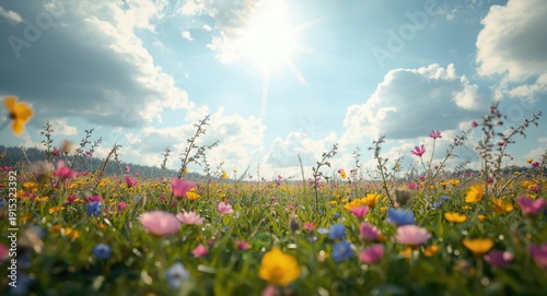 Lush meadow covered with vi...