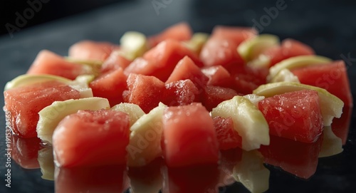 Vibrant fruit salad mixing ...