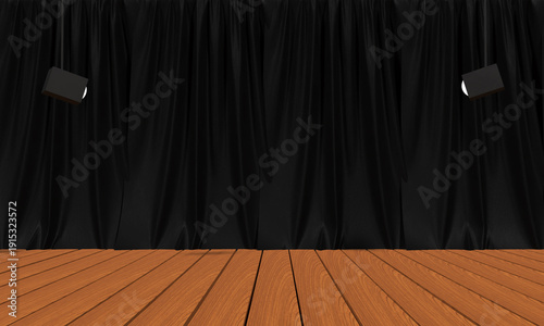 Black background wallpaper curtain wooden oak floor theatre dark shadow fabric empty blank light lamp spotlight presentation marketing showcase product sale scence black background wallpaper studio