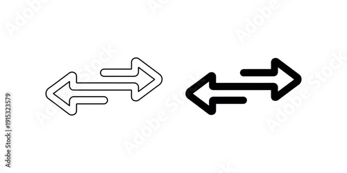 Two-way arrow icon in both outline and bold filled styles, indicating exchange, transfer, or opposite directions