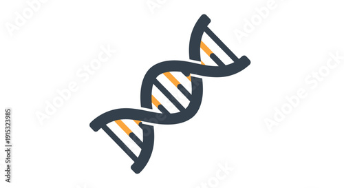 Stylized illustration of a dna double helix featuring blue and orange hues