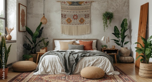 Rustic bedroom featuring et...