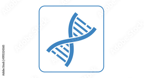 Blue dna double helix icon within a rounded rectangular frame on white