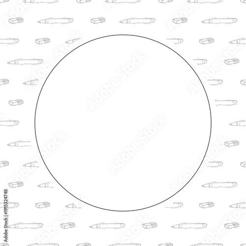 Hand drawn artist tool circle frame background