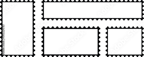 Postage Stamp Frame Set – Vintage Postal Border Template Collection Vector