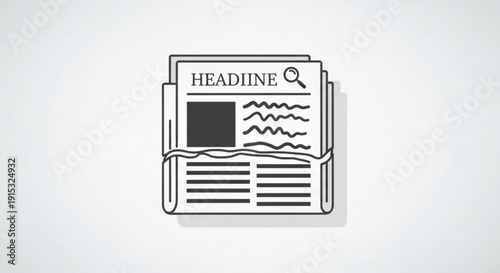 Newspaper with headline and folded pages on white background symbolizing news and media