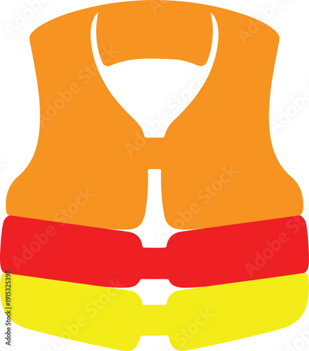 Orange Red Yellow Life Vest white background