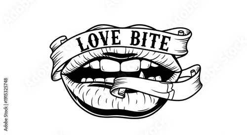 Love Bite Tattoo Style Lips Banner