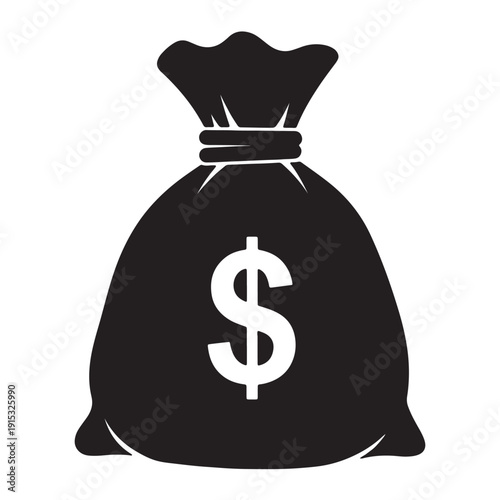 A black bag filled with money symbolizing wealth and financial success. 