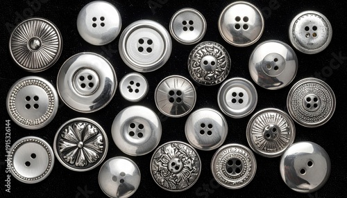 Polished silver buttons collection showcasing vintage designs and intricate details