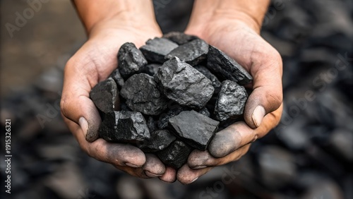 Hands Holding Coal Pieces – Energy, Resource, Mining, Fossil Fuel, Industry, Environment