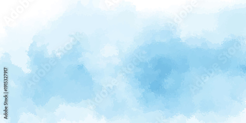 Abstract beautiful Colorful watercolor illustration painting background.Cloudy sky background with soft blue hues and light white wisps ideal for nature, tranquility.