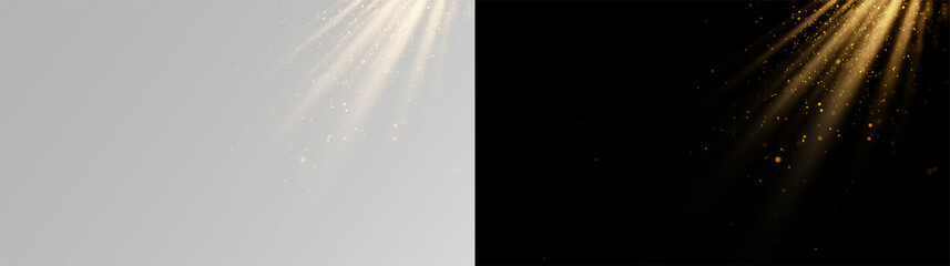 Diagonal warm spotlight rays overlay — cinematic golden light beam from corner, isolated on transparent background (PNG) overlay effect 