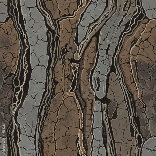 Cracked Earth Texture, Abstract Background with Organic Lines and Rough Surfaces