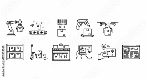 Illustrations of various industrial and technological processes and equipment Vector