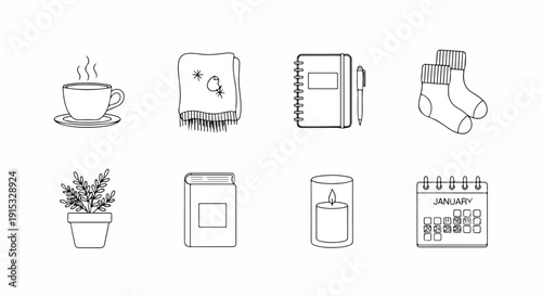 A collection of various household items and activities Vector