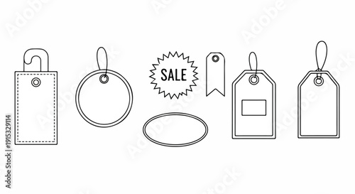 Assorted tags and labels for sale and product identification purposes Vector