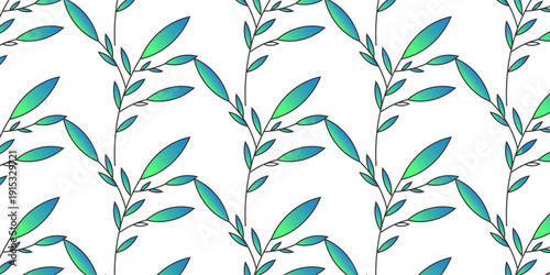 decorative pattern in the form of slender branches with oval-shaped leaves arranged repeatedly vertically