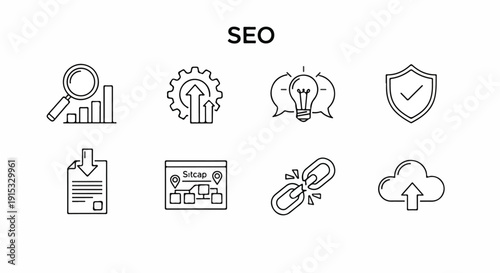 Essential components of search engine optimization for improved website visibility Vector