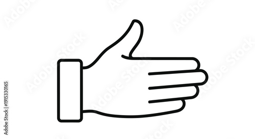 Simple black and white line drawing of a hand giving a thumbs up gesture