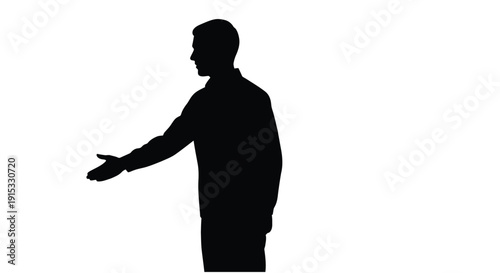 Silhouette of a man with his hand outstretched in a welcoming gesture