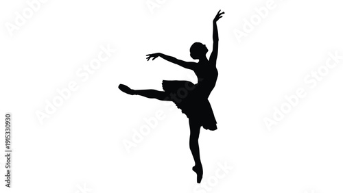 A silhouette of a ballerina in mid-performance, showcasing elegance and grace. isolated on white background, Vector