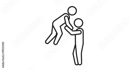 Simple line drawing of two figures embracing in a supportive gesture