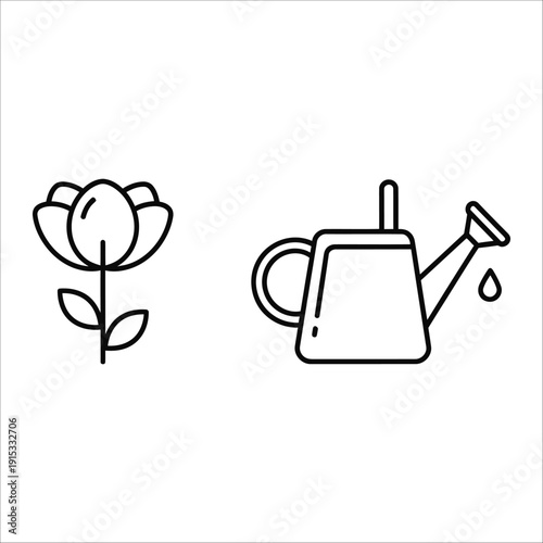 A flower and a watering can for gardening