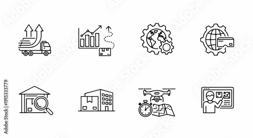 Diverse icons representing various business and industry concepts Vector
