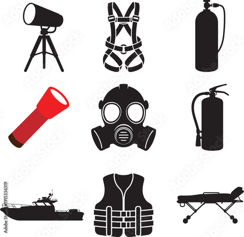 Safety Equipment Icons white background