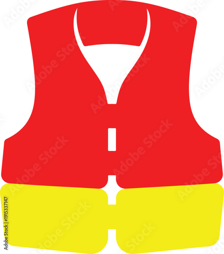 Red and Yellow Life Vest white background
