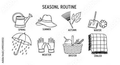 Seasonal routine: activities and tasks for each season of the year Vector