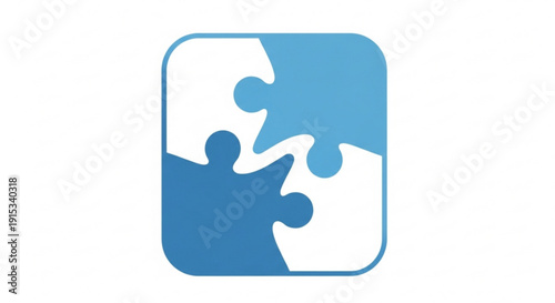 Blue puzzle pieces connect and fit together perfectly in a square