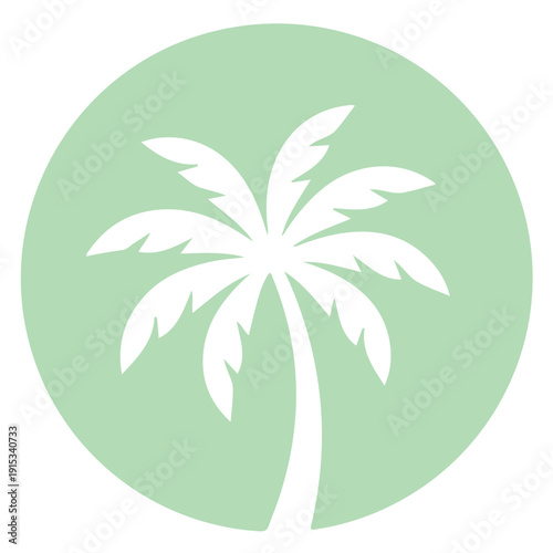 Tropical Palm Tree Vector Illustration, Summer Beach Palm Silhouette, Exotic Island Coconut Tree Clipart, Nature Vacation Logo Design, Minimal Palm Tree Icon Isolated on White Background