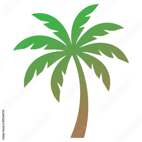 Tropical Palm Tree Vector Illustration, Summer Beach Palm Silhouette, Exotic Island Coconut Tree Clipart, Nature Vacation Logo Design, Minimal Palm Tree Icon Isolated on White Background