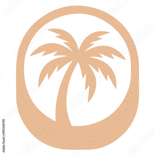 Tropical Palm Tree Vector Illustration, Summer Beach Palm Silhouette, Exotic Island Coconut Tree Clipart, Nature Vacation Logo Design, Minimal Palm Tree Icon Isolated on White Background