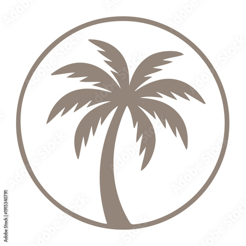 Tropical Palm Tree Vector Illustration, Summer Beach Palm Silhouette, Exotic Island Coconut Tree Clipart, Nature Vacation Logo Design, Minimal Palm Tree Icon Isolated on White Background