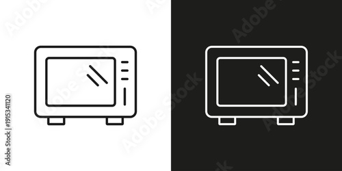 Microwave linear icon - editable line vector.