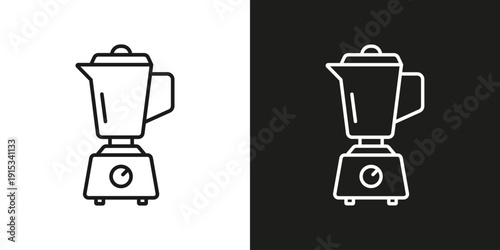Food processor or mixer - vector editable line icon.